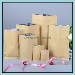 Packing Bags Office School Business Industrial Aluminum Membrane Kraft Paper Bag For Food Moisture-Proof Foil Lining Stand Up Candy Seal V