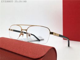New fashion design optical glasses metal half frame model 00055 simple popular style square transparent lens can be prescription clear lenses