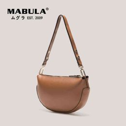 HBP Shopping Bag Mabula Half Moon Design Hobo Shoulder Bag Brown Stylish Leather Purse and Handbag Branded Women Bag High Quality 220723