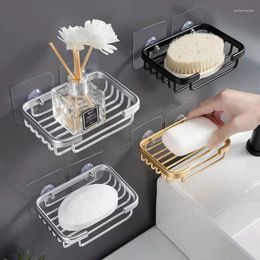 Soap Dishes Aluminium Dish Tray Wall Mounted Sponge Holder Metal Bathroom Rack Plate Punch-free Bath Storage OrganizerSoap