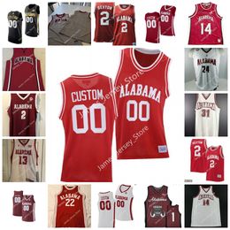 Custom Alabama Crimson Tide Basketball Jersey 14 Keon Ellis 4 Juwan Gary 13 Jahvon Quinerly 25 Nimari Burnett 10 Charles Bediako 24 Jaden Quinerly Jusaun Holt Jerseys