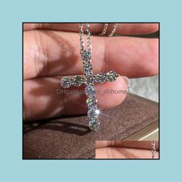 Pendant Necklaces Pendants Jewelry 2022 Fashion Cross Necklace Sier Color On The Neck For Women Annive Dhje0