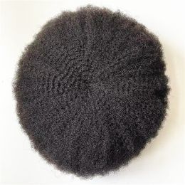 4mm afro wave male toupees Indian virgin human hair pieces hand made full lace unit for black men