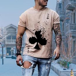 Men's T-Shirts Comfortable Tops Summer Wear Quick-dry 5 Sizes Apricot Printed T-Shirt