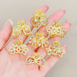 Women Elegant Pearl Rhinestones Geometric Metal Hair Claws Lady Mini Hair Clips Hairpins Fashion Hair Accessories