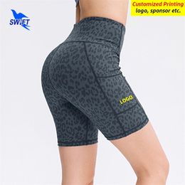 Women High Waist Yoga Tights with Pocket Quick Dry Gym Fitness Running Shorts Elastic Short Pants Sportswear Customized 220704