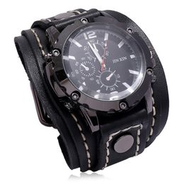 Vintage Schwarz Braun Echte Männer Leder Pointer Gürtel Strap Punk Uhr Armband Armreifen Für Frauen Männlich Schmuck 220623