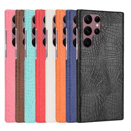High Quality PU Crocodile Grain Leather Hard Phone Case for Samsung Galaxy S22 S20 Ultra S10 Lite S9 Plus S21 FE Back Cover