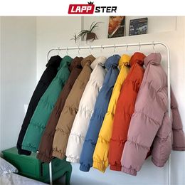 Lappster Men Harajuku colorido casaco de bolhas de inverno Mens Artigo masculino Hip Hop Parka Coréia de roupas pretas de roupas pretas 220813
