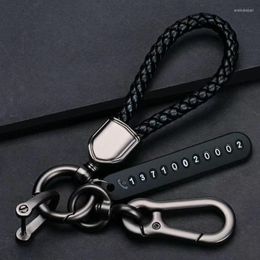 Keychains Anti-Lost Car Key Pendant Split Rings Keychain Phone Number Card Keyring Auto Vehicle Chain Accessories Enek22