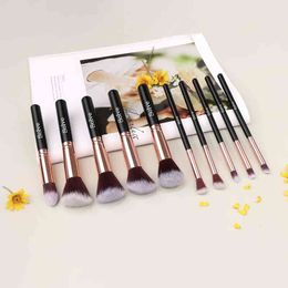 NXY Makeup Brushes 10 Pcs Brush Set Professional Cosmetic Natural Hair Powder Foundation Eye Shadow Tool Brochas Maquillaje 0406