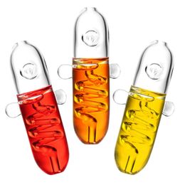 Colourful Pipes Freezable Liquid Filled Thick Glass Coil Smoking Pill Handpipe Herb Tobacco