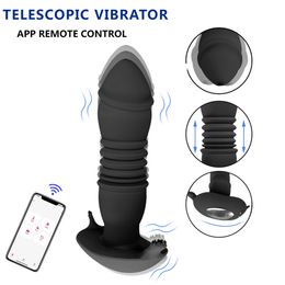 Female Wearable Dildo Panties Vibrator Telescopic Vibrators Wireless APP Control Thrusting Anal Plug Adult sexy Toys for Women