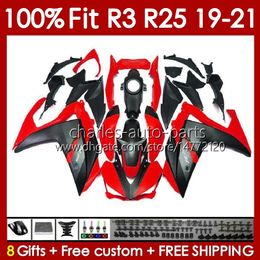 OEM Fairings Kit For YAMAHA YZF-R3 YZF-R25 YZFR3 glossy red YZFR25 19-21 Body 141No.108 100% Fit YZF R 3 25 R-25 2019 2020 2021 Frame R3 R25 19 20 21 Injection mold Bodywork