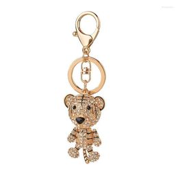 Keychains Animal Keychain Rhinestone Tiger Gold Sliver Bag Charm Purse Pendant Keyring Key Chain Year Gift Miri22