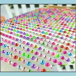 Other Decorative Stickers Home Decor Garden Selling Children Diy 3D SelfAdhesive Mticolor Rhinestone Sticker 168Pcs /Sheet Size Of 6Mm Dr