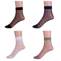 Men's Socks Business Mens Summer Thin Silk Sheer Over Ankle Length Stretchy Nylon Breathable Casual Short Crew Male Cool SocksMen's