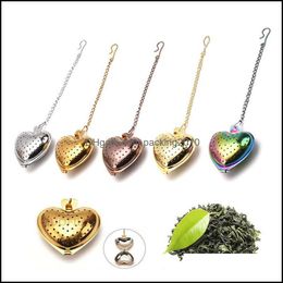 Colanders Strainers Kitchen Tools Kitchen Dining Bar Home Garden Stainless Steel Creative Tea Infuser Metal Heart Shape Reusable Teas Cof