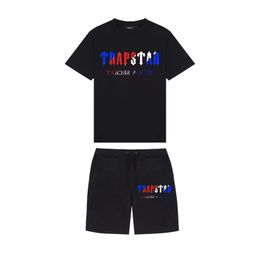 TRAPSTAR Men's Fashion Short Sleeve T-shirt Tracksuit Sets Harajuku Tops Tee Funny Hip Hop Colour T ShirtBeach Casual Shorts Set 220609