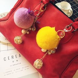 New Plush Keychain Rex Rabbit Fur Keyholder Ladies Keychains Favour Ornament Bag Pendant Key Accessories Tassel Fur Ball Small Gift