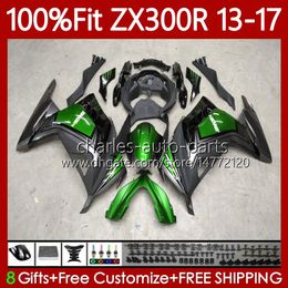 OEM Body For KAWASAKI NINJA black green EX ZX 3R 300R ZX-3R ZX-300R 13-17 125No.73 EX300R ZX300R ZX300 ZX3R 13 14 15 16 17 EX-300 2013 2014 2015 2016 2017 Injection Fairing