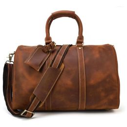 High Quality Male Leather Duffle Bags Vintage Traveling Genuine Travel Duffles1