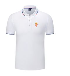 Real Sporting de Gijon S.A.D. Men's and women's POLO shirt silk brocade short sleeve sports lapel T-shirt LOGO can be customized