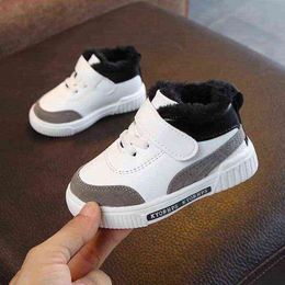 1-7 Years 2020 New Fashion Winter Baby Casual Shoes Kids Autumn Boy Sneakers Shoe Toddler Pu Leather Children Shoe Black White G220517