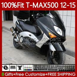Injection Mould Fairings For YAMAHA TMAX-500 MAX-500 T MAX500 12-15 Bodywork 113No.5 TMAX MAX 500 Black silver TMAX500 12 13 14 15 T-MAX500 2012 2013 2014 2015 OEM Body