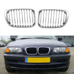 One Pair Plated Chrome Silver Front Grille Grilles for BMW E46 4 Door 98-01 Car Racing