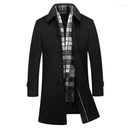 Men's Trench Coats Fashion Brand Mens Cashmere Coat Single Breasted Long Wool Male Casual Slim Fit Black Overcoat WindbreakerMen's Viol22