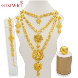 Dubai Jewellery Sets Gold Necklace Earring Set For Women African France Wedding Party 24K Jewelery Ethiopia Bridal Gifts 220715