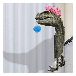 Funny Dinosaur Shower Curtain Bathroom With Hook Cartoon Bathing Fabric For Children 220429