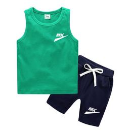 Children Brand Sport Clothing Set Basketball Baby Boy Summer Short Sleeve Letter Print Cotton T-shirt Pants Suit Kids Outfits Girl Tracksuits