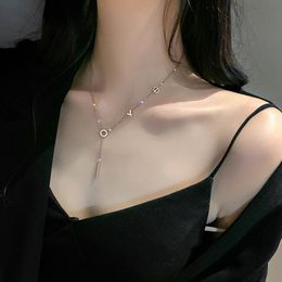 Pendant Necklaces Girlfriend Letter Love Choker Necklace Women Stainless Steel Clavicle Chain Rose Gold Colour Simple Female Jewellery GiftsPen