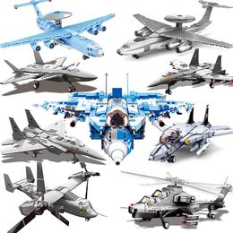 Avion Military A Aeroplane Set Armed Helicopters Battle Fighter Model Building Block Brick Transport Plane Jets Gunship technique 220715