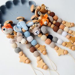 Yuvarlak örgü pamuk tığ işi ahşap boncuklar diy dekorasyon için bebek teether takı oyuncak