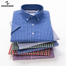 Summer Men's Classic Plaid Short Sleeve Shirt High Quality 100% Cotton Lightweight and Comfortable Youth Fashion 220324