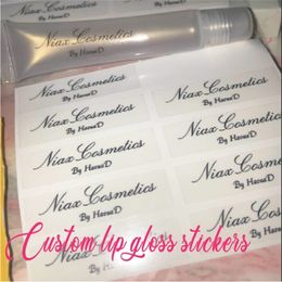 100PCS custom eyebrow and eyelash bottle stickers cosmetic tube transparent lip gloss label 220607