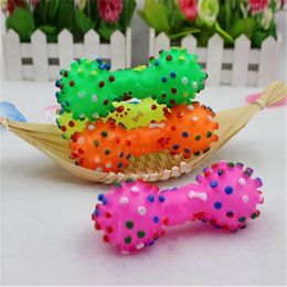 Pet Chew Toy New Arrive Dogs Toys Colorful Dotteds Dumbbell Shaped Dog Toy Squeeze Squeaky Faux Bone For Dogss