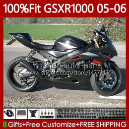 OEM glossy black MOTO Body For SUZUKI GSXR 1000 CC K5 GSX-R1000 2005 2006 Bodywork 122No.92 GSXR-1000 GSXR1000 1000CC 05 06 GSX R1000 05-06 Injection Mould Fairings Kit