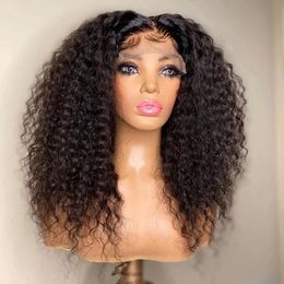 26Inch Water Wave Glueless Curly Lace Front Hair Wigs Natural Black Women Synthetic Frontal Wig Plucked Daily 180 Density T Part Wig Headband Wigss