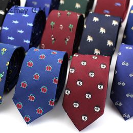 Polyester Jacquard Ties For Men Animal Neckties Wedding Business Suits 6cm Skinny Wide Neck Slim Gravatas Accessories