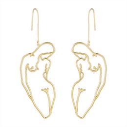 Original Freedom Female Body Form Wire Earrings 2021 Abstract Body Lady Face Dangle Earrings For Women Big Statement Earrings G220312