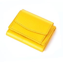 Top layer cow leather trifold wallet purse RFID blocking custom small wallet with coin case for women