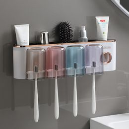 Bathroom Organization Shelf Toothbrush Cups Family Storage Wall Hanging