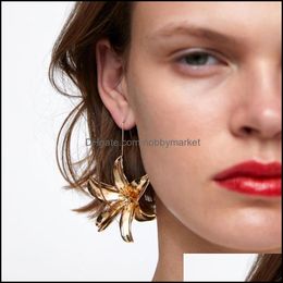 Dangle Chandelier Earrings Jewellery Fashion Romantic Long Create Big Simation Flower Golden Pendant For Wedding Party Gifts Drop Earring De