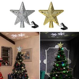 lighted christmas tree toppers Canada - Strings Christmas Tree LED Snowflake Projection Lamp Topper Decoration Lighting Battery Operated Xmas Treetop Home StoreLED