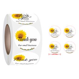 Business Stickers Thank You Gold Foil Sunflower Painting Gift Wrap Stickers,2 x Inch-500 Total Labels 1222303
