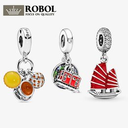 2022 newest Storey toy series charm 925 Sterling Silver Pandora Charms for Bracelets DIY Jewellery Sailboat House-shaped Beads Fashionable Design wholesale box T1201